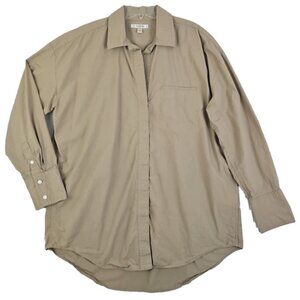 Banana Republic ~Woman Size L Tall~Beige Button-Up Shirt Oversized Blouse Cotton